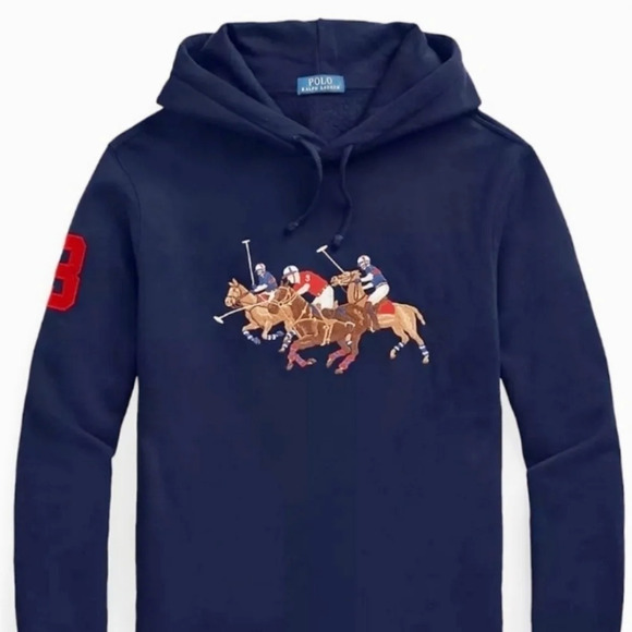 Polo Ralph Lauren Three Polo Pony Sweatshirt with Hood Preppy Embroidere… - Picture 3 of 11